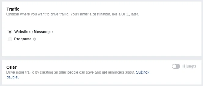 „Facebook“ reklamos srautas